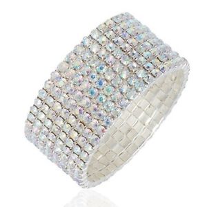 ̵ۥ֥쥹åȡꡡꥢȥåեå֥쥹åwedding bridal crystal 10 line clear ab rhineston stretch fashion bracelet ffd46