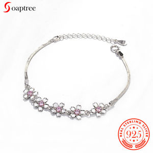 yzuXbg@ANZT?@nhChX^[OVo[WG[uXbghandmade 100 s925 sterling silver flower charm women jewelry bracelet for gift