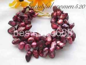 ̵ۥ֥쥹åȡꡡХååɥ֥쥹å4row 8 18mm baroque dark red freshwater cultured pearl bracelet