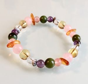 ブレスレット　アクセサリ—　サポートビーズクリスタルヒーリングブレスレットfibromyalgia syndrome fms support beaded gemstone crystal healing bracelet