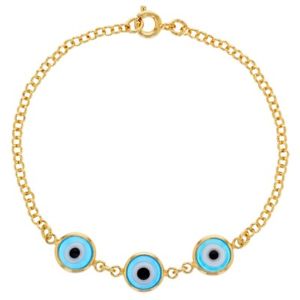 【送料無料】ブレスレット アクセサリ— 18kトルコブレスレット718k gold plated light blue blue turkish evil eye protection lady bracelet 7