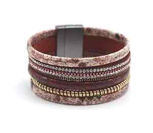 ブレスレット　アクセサリ—　ラインストーンbc1179eカフスbordeauxニシキヘビbc1179ecuff bracelet multirows brilliant bordeaux python with rhinestones