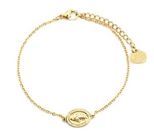 【送料無料】ブレスレット　アクセサリ—　marybc3072fチェーンbc3072ffine chain bracelet with virgin mary charm golden steel