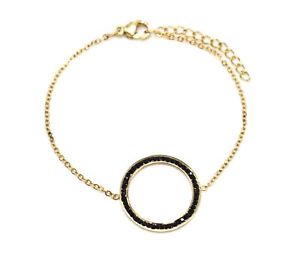 ̵ۥ֥쥹åȡ—르ǥ󥹥֥쥹åȡbc3259ffine chain bracelet with circle charm golden steel contour and rhinestones