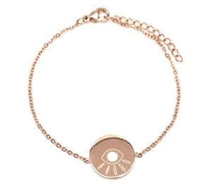 【送料無料】ブレスレット　アクセサリ—　メダルbc3184fチェーンbc3184ffine chain bracelet with charm medal engraving eye rose gold steel