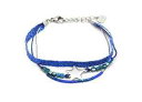 【送料無料】ブレスレット アクセサリ- bc2645fetoilsparklybc2645fmultirow bracelet pearls and blue sparkly fabric with charm etoil