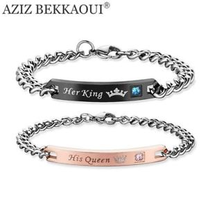 yzuXbg@ANZT?@JbvuXbgNE`[uXbgher king his queen couple bracelets with crytal stone lover crown charm bracelet