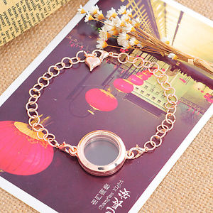 ̵ۥ֥쥹åȡꡡɥեƥ󥰥饹ڥȥ֥쥹å5 rose gold floating charms glass pendant bracelet 24cm