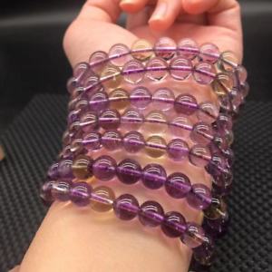 【送料無料】ブレスレット アクセサリ— クォーツラウンドビーズストレッチブレスレットプレゼント711mm natural ametrine quar...