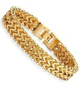 【送料無料】ブレスレット アクセサリ— ステンレススチールゴールドトーンチェーンリンクブレスレットstainless steel 2 rows curb wheat chain link bracelets for men women gold tone