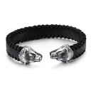 【送料無料】ブレスレット アクセサリ- ×ステンレスゴシックバイカーライオンブレスレットパンクメンズ12mm*65mm genuine leather stainless steel gothic biker lion bracelet punk mens