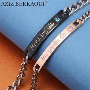 【送料無料】ブレスレット　アクセサリ—　カップルブレスレットステンレススチールクラウンチャームブレスレットher king his queen couple bracelets stainless steel crytal crown charm bracelets