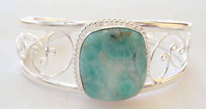 【送料無料】ブレスレット　アクセサリ—　ハンドメイドスターリングシルバーイギリスカフブレスレットhandmade 925 sterling silver gemstone cuff bracelet in larimar uk51