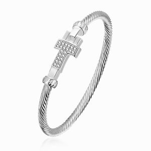 ブレスレット　アクセサリ—　ホットケーブルタイプブレスレットファッションシンプルブレスレットhot cable type bracelet fashion letter t simple bracelet lkn116