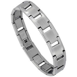 yzuXbg@ANZT?@XeXX`[}bgo[NuXbgstainless steel matte center rectangular bar link bracelet