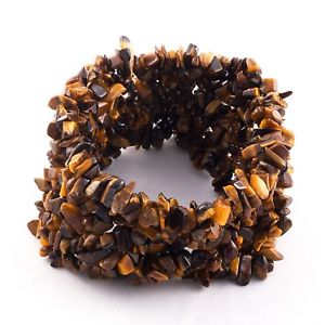 【送料無料】ブレスレット　アクセサリ—　ゴールデンブラウンタイガーアイカットチップビーズブレスレ..