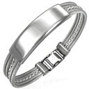【送料無料】ブレスレット アクセサリ— ステンレススチールツイストケーブルタグメンズブレスレットstainless steel silvertone...