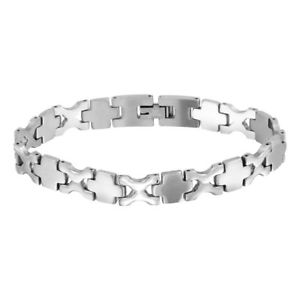 yzuXbg@ANZT?@C`XeXX`[}bgNXp^[NuXbg85 inch stainless steel matte cross and high polished x pattern link bracelet