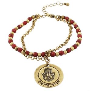 【送料無料】ブレスレット アクセサリ— ファッションビーズブレスレットfashion alloy red goldtone hamsa evil eye protection adjustable beaded bracelet