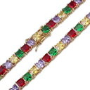 【送料無料】ブレスレット アクセサリ- kホワイトゴールドテニスチェーンブレスレットアウト18k white gold 1 row 5mm iced out multicolor cz men hiphop tennis chain bracelet