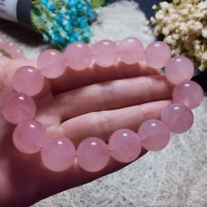 【送料無料】ブレスレット アクセサリ— ローズクオーツラウンドビーズファッションブレスレットプレゼントストレッチ14mm rose quartz c...