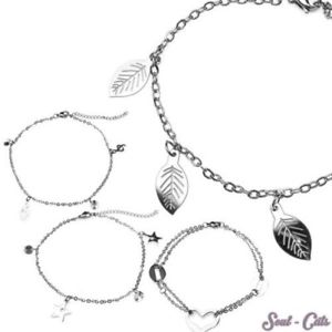 楽天hokushin【送料無料】ブレスレット　アクセサリ—　シックペンダントラインストーンリーフブレスレットchic bracelet with various pendant rhinestone leaves star