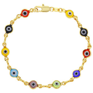 【送料無料】ブレスレット アクセサリ— ゴールドメッキギリシャトルコナザルブレスレット14k gold plated multicolor evil eye greek turkish nazar hamsa kabbalah bracelet