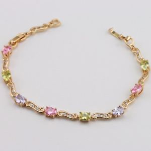 【送料無料】ブレスレット アクセサリ— カラフルファッションジュエリーゴールドブレスレットl826 colorful multicolor cz f...