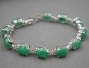 【送料無料】ブレスレット アクセサリ- ヒータービーズリンクブレスレット charm 8mm green heating jade oval bead with aolly link bracelet 185cm l