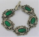 【送料無料】ブレスレット アクセサリ— ブレスレットリンククラスプシルバートグルトーングラムホイル listinggreen foiled 7 bracelet 5 link toggle clasp lucite silver tone 35 grams(4)
