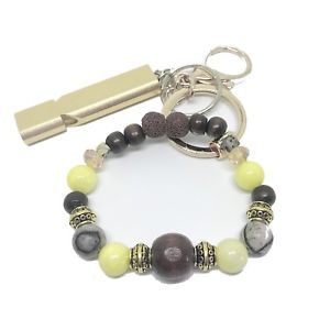 【送料無料】ブレスレット　アクセサリ—　キーチェーンブレスレットreal gemstones and lava stones keychain safety bracelet women’s