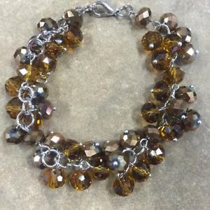 【送料無料】ブレスレット　アクセサリ—　オレンジビーズブレスレットエクステンダsparkling amber beaded bracelet 7 long with 2 extender