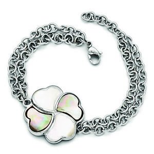 【送料無料】ブレスレット　アクセサリ—　ステンレスブラックmop w75inブレスレット