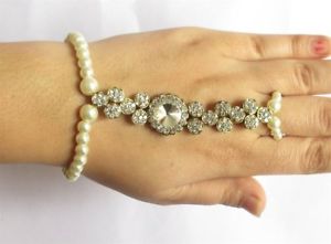 ブレスレット　アクセサリ—　パールラインストーンジュエリーcrystal pearl ring braceletswedding beaded rhinestones bracelets jewelry