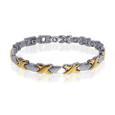 【送料無料】ブレスレット アクセサリ— ステンレスリンクブレスレットインチキスstainless steel hugs amp; kisses magnetic therapy link bracelet 75 inch(4)