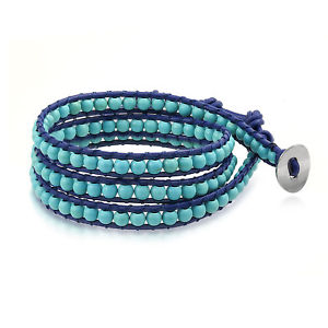 yzuXbg@ANZT?@^[RCYr[hbvAEhT[tuXbgbling jewelry turquoise gemstone bead blue leather wraparound surf bracelet