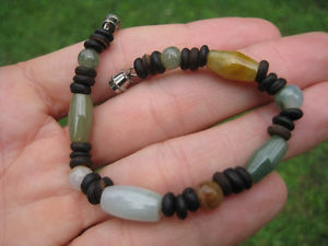 【送料無料】ブレスレット　アクセサリ—　ヒスイビーズブレスレットタイnatural jade stone bead brace..