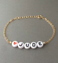 【送料無料】ブレスレット アクセサリ— custom nameアルファベットブレスレットcustom name alphabet letter beaded gold bracelet also available in silver word(4)