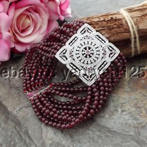 yzuXbg@ANZT?@XghEhK[lbguXbgRlN^k091212 8 11 strands round garnet bracelet cz connector