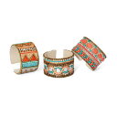 【送料無料】ブレスレット　アクセサリ—　マルチカラーハンドメイドビーズカフクリスタルセット multi color handmade beads, crystal set of 3 cuffs 1