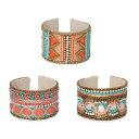 【送料無料】ブレスレット　アクセサリ—　マルチカラーハンドメイドビーズカフクリスタルセット multi color handmade beads, crystal set of 3 cuffs 2