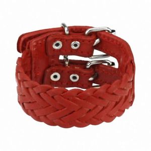 【送料無料】ブレスレット　アクセサリ—　ブレスレットダブルベルトbracelet leather braided red double belt