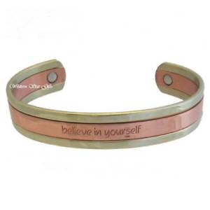 【送料無料】ブレスレット　アクセサリ—　ブレスレットメッセージmagnetic bracelet silver copper message arthritis pain jewelry believe yourself