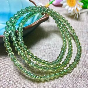 【送料無料】ブレスレット　アクセサリ—　リチウムブレスレットラウンドビーズ3rows natural green lithium ash bracelet gemstone round beads 454mm aaa