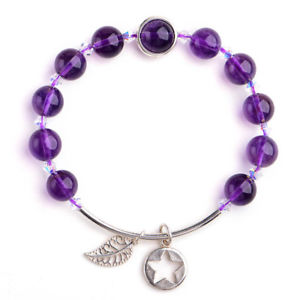 ̵ۥ֥쥹åȡ—ꥹ饦ɥӡ֥쥹å9mm natural purple transparent crystal round beads bracelet aaa