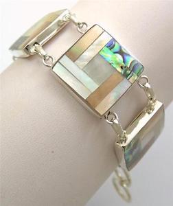 【送料無料】ブレスレット アクセサリ— アワビパールスターリングシルバーブレスレットシェルnatural abalone shell mother of pearl 925 sterling silver bracelet jewelry sf026