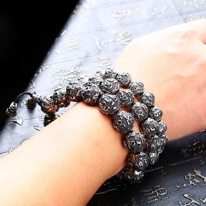 【送料無料】ブレスレット　アクセサリ—　ブランドハングビーズスチールブレスレットbrand buddhism om mani padme hung beads 316l steel elasticity bracelet