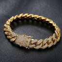 【送料無料】ブレスレット アクセサリ— メンズアウトマイアミチェーンリンクkゴールドメッキブレスレットアイスmens iced out bling ...