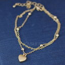 ブレスレット　アクセサリ—　ゴールドチェーンブレスレットバレンタインdainty tiny love heart mothers day gold tn 2 chain bracelet valentines jewelry