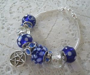 ブレスレット　アクセサリ—　ブレスレットblue pentacle bracelet, wiccan pagan wicca witch witchcraft pentagram goddess